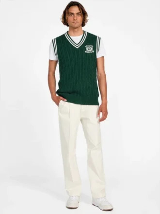 Eco Holden V-hals gilet met kabelpatroon