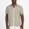 Eco-jacquard overhemd met bladerenpatroon en zak