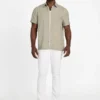 Eco-jacquard overhemd met bladerenpatroon en zak