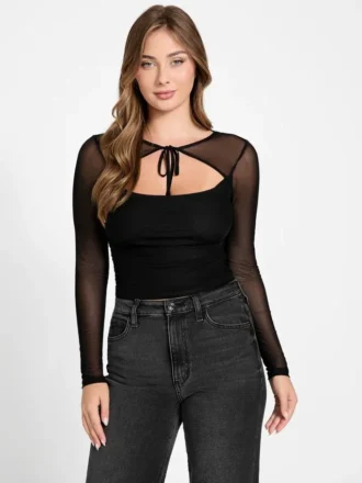 Eco Lauryn top met strik en mesh