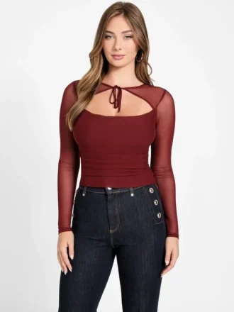 Eco Lauryn top met strik en mesh