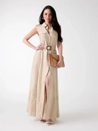 Eco Mindy geborduurde maxi-shirtjurk