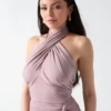 Eco Olivia haltertop met gekruiste voorkant Eco Olivia haltertop met gekruiste voorkant
