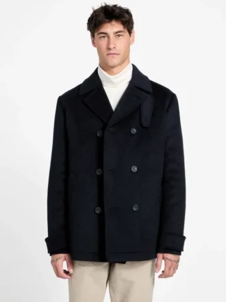 Eco peacoat met dubbele knoopsluiting van wolmix