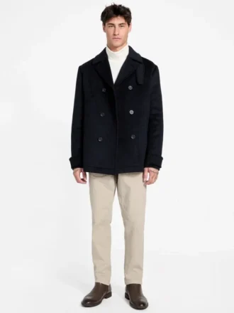 Eco peacoat met dubbele knoopsluiting van wolmix