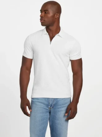 Eco Percy-polo met textuur en rits