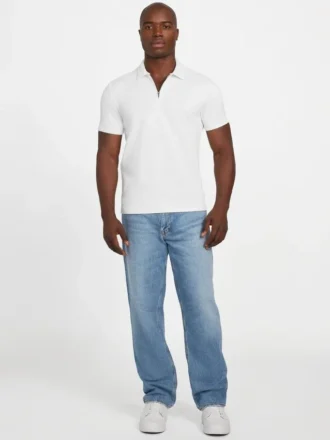 Eco Percy-polo met textuur en rits
