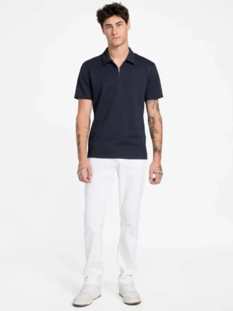 Eco Percy-polo met textuur en rits
