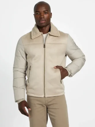 Eco-shearling pufferjas