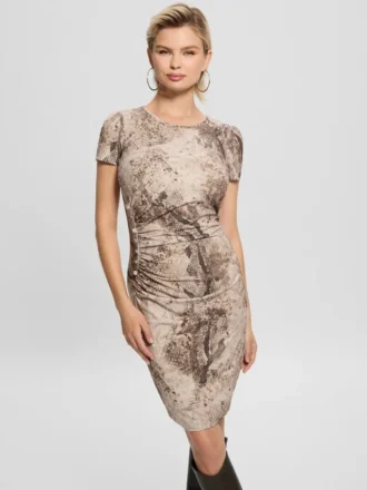 Eco Simonne jurk met gerimpelde knopen