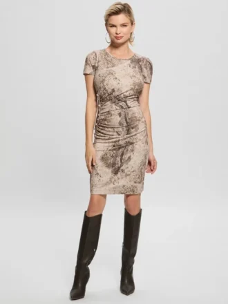Eco Simonne jurk met gerimpelde knopen