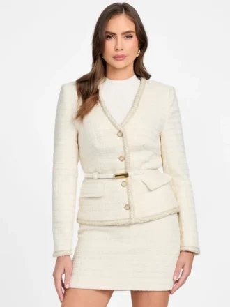Eco Sue Bouclé-blazer met riem