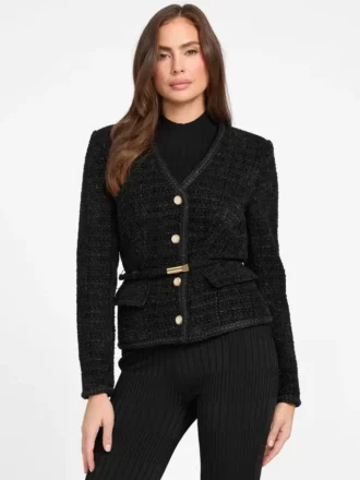 Eco Sue Bouclé-blazer met riem