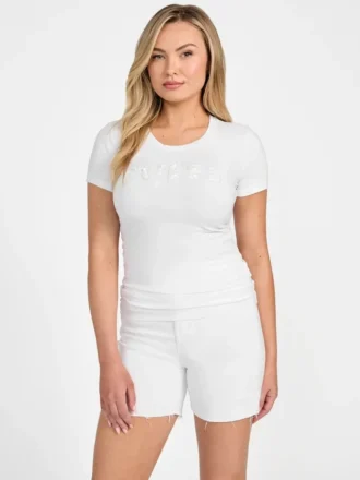 Eco T-shirt met ronde hals en pailletten