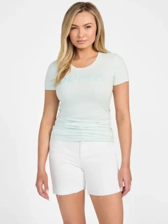 Eco T-shirt met ronde hals en pailletten