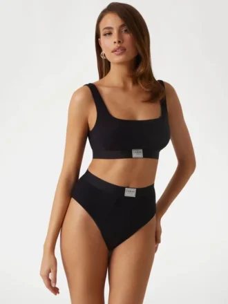 Eco Tessa geribbelde Braziliaanse slip met hoge taille