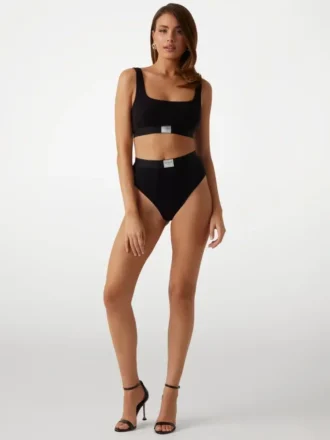 Eco Tessa geribbelde Braziliaanse slip met hoge taille