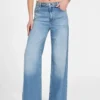 Eco-vederlichte gevlochten Jeans met wijde pijpen