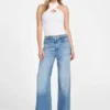 Eco-vederlichte gevlochten Jeans met wijde pijpen
