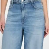 Eco-vederlichte gevlochten Jeans met wijde pijpen