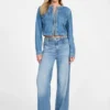 Eco-vederlichte gevlochten Jeans met wijde pijpen