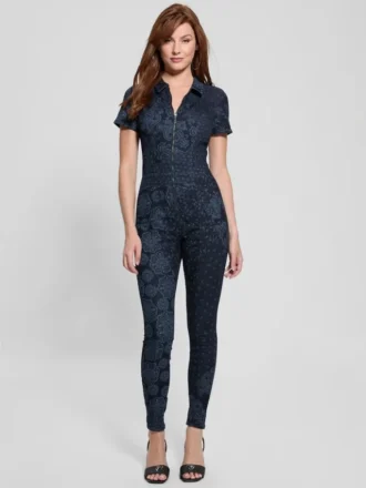 Eco Yuri bedrukte denim jumpsuit