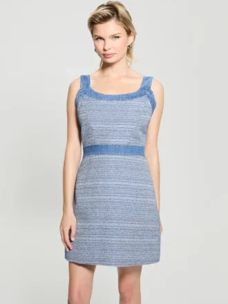 Elsie tweed- en denimjurk
