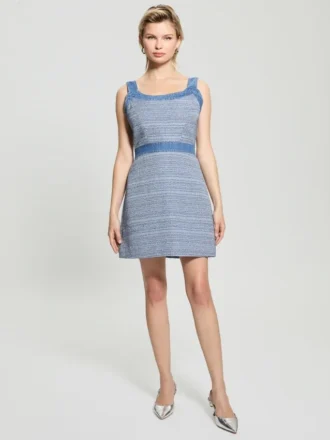 Elsie tweed- en denimjurk