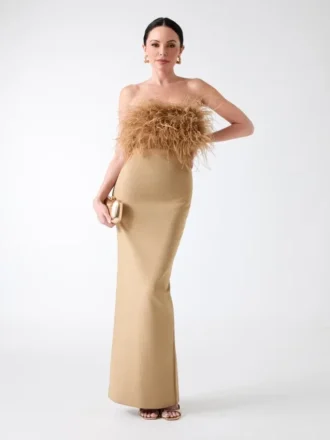 Evita-jurk met verenbandage