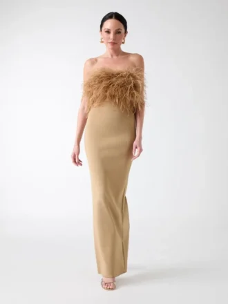Evita-jurk met verenbandage