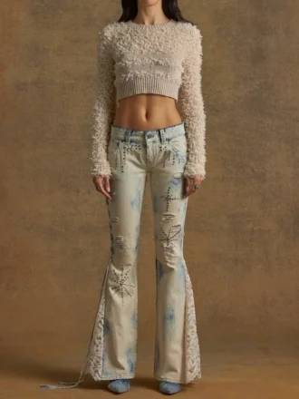 Flared jeans with lace