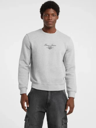 Fleece sweatshirt met ronde hals en opschrift