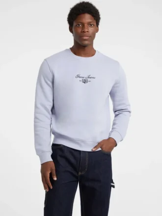 Fleece sweatshirt met ronde hals en opschrift
