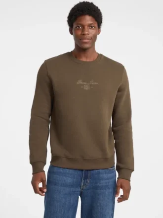 Fleece sweatshirt met ronde hals en opschrift