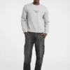 Fleece sweatshirt met ronde hals en opschrift