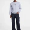 Fleece sweatshirt met ronde hals en opschrift