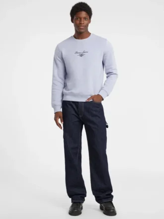 Fleece sweatshirt met ronde hals en opschrift