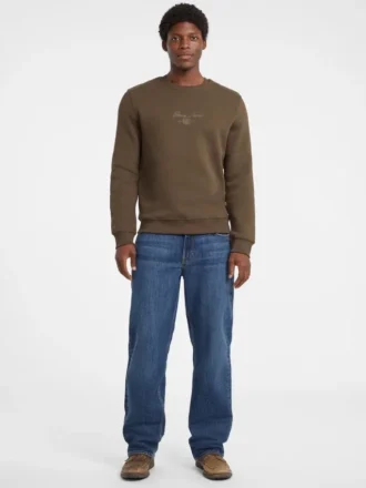 Fleece sweatshirt met ronde hals en opschrift