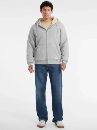 Fleece-trackhoodie met doorlopende rits