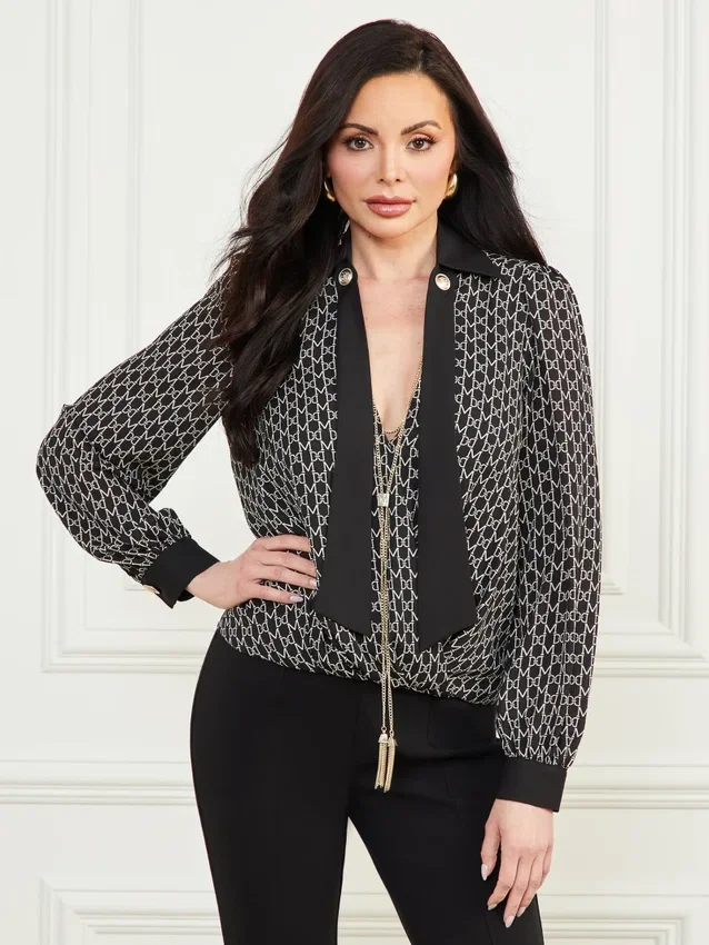 Freda-blouse met kettingprint Freda-blouse met kettingprint