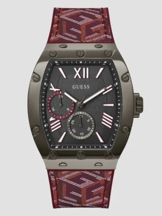 G-Cube multifunctioneel horloge van rood leer