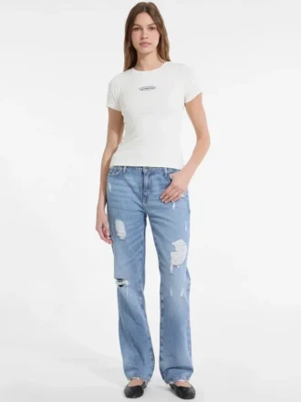 G08 Mid-rise distressed rechte Jeans