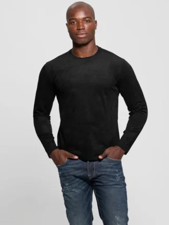 Garrett gebreid T-shirt met ronde hals van imitatiesuède