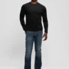 Garrett gebreid T-shirt met ronde hals van imitatiesuède