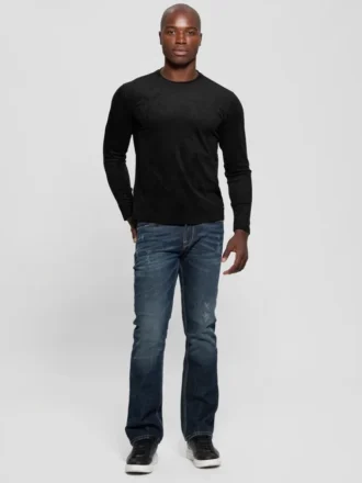 Garrett gebreid T-shirt met ronde hals van imitatiesuède