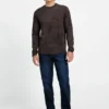 Garrett gebreid T-shirt met ronde hals van imitatiesuède