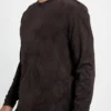 Garrett gebreid T-shirt met ronde hals van imitatiesuède