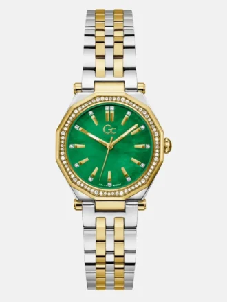 GC tweekleurig en groen analoog horloge