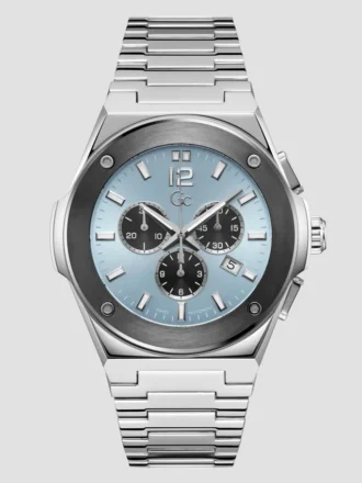 Gc zilverkleurig en lichtblauw multifunctioneel horloge