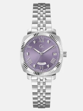 Gc zilverkleurig en paars multifunctioneel horloge